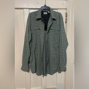 LL Bean Vented Shirt Mens L TALLGreen Plaid Fish Hiking Outdoor Mesh